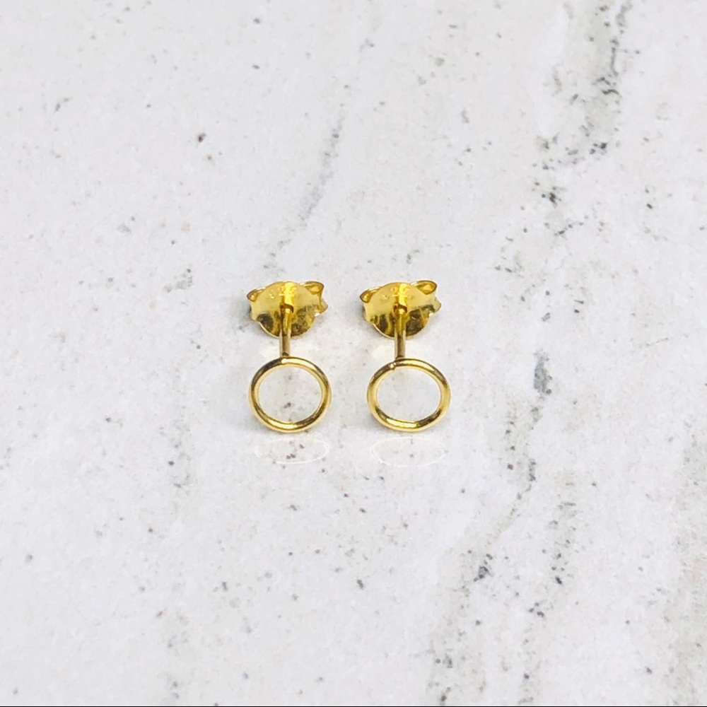 925 Sterling Silver Gold Round Stud Earrings